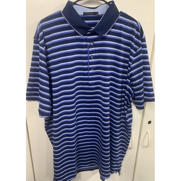 Greyson Polo‎ Shirt Mens 2XL Relaxed Blue Striped Collared Golf Preppy - Picture 1 of 8